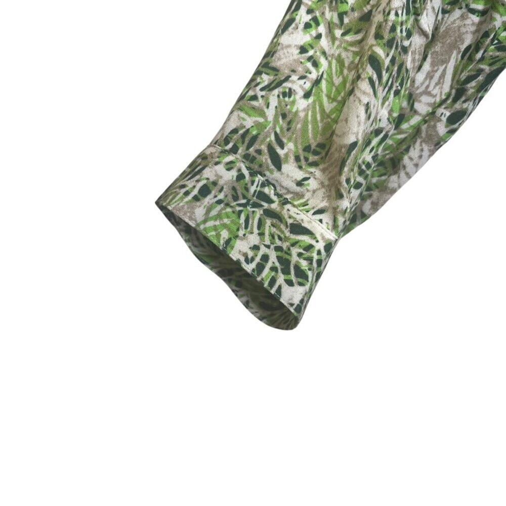 CAbi Dress Green Women's Size M Faux Wrap Elastic Waist Long Sleeve Green Tropic - Picture 9 of 12